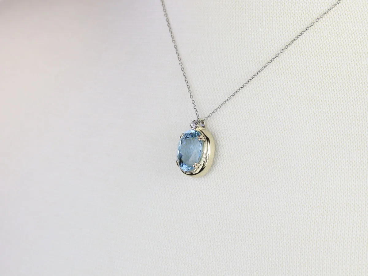 Aquamarine and Diamond Pendant