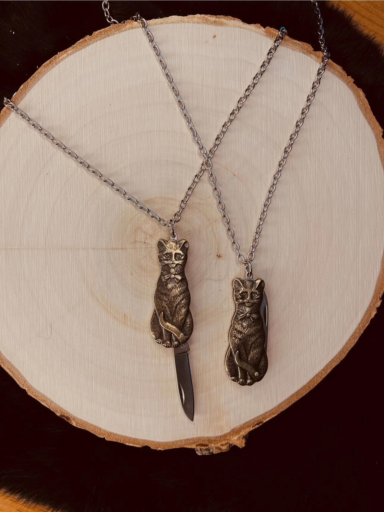 Cat Pocket Knife Necklace by Switchblade Stiletto