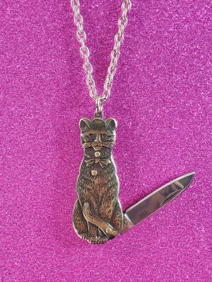 Cat Pocket Knife Necklace by Switchblade Stiletto