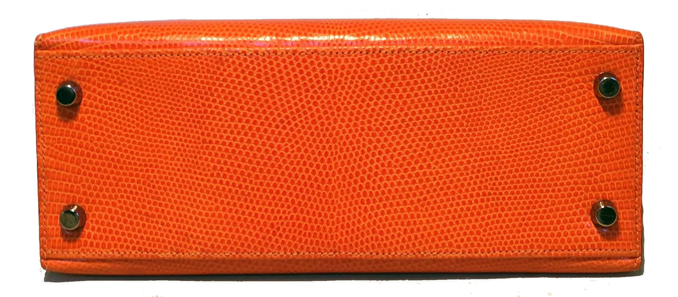 Hermes Tangerine Orange Shiny Niloticus Lizard Leather Kelly 25cm Sellier