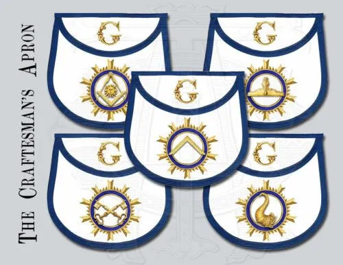 "The Sunburst" Masonic Lodge Officers Aprons (Set of 11)